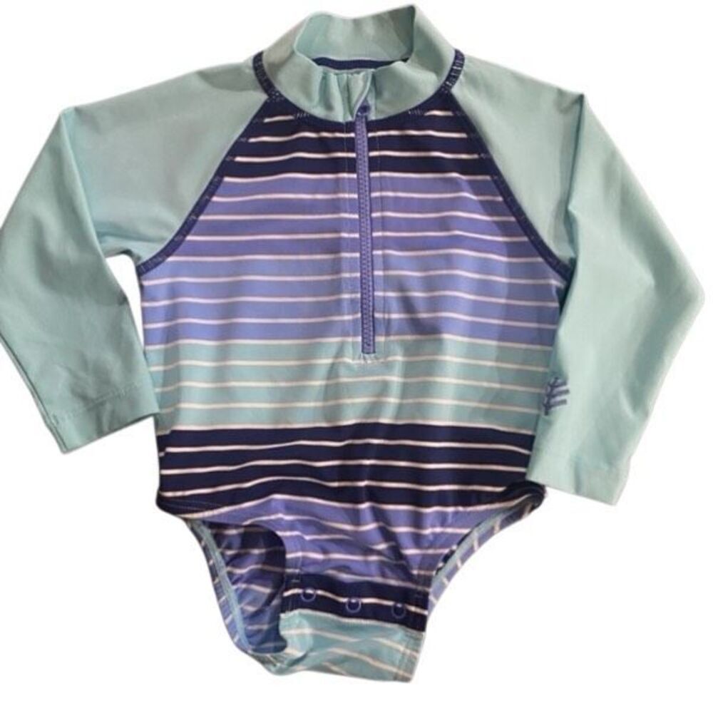 Coolibar long sleeve swimsuit 6 month youth striped blues